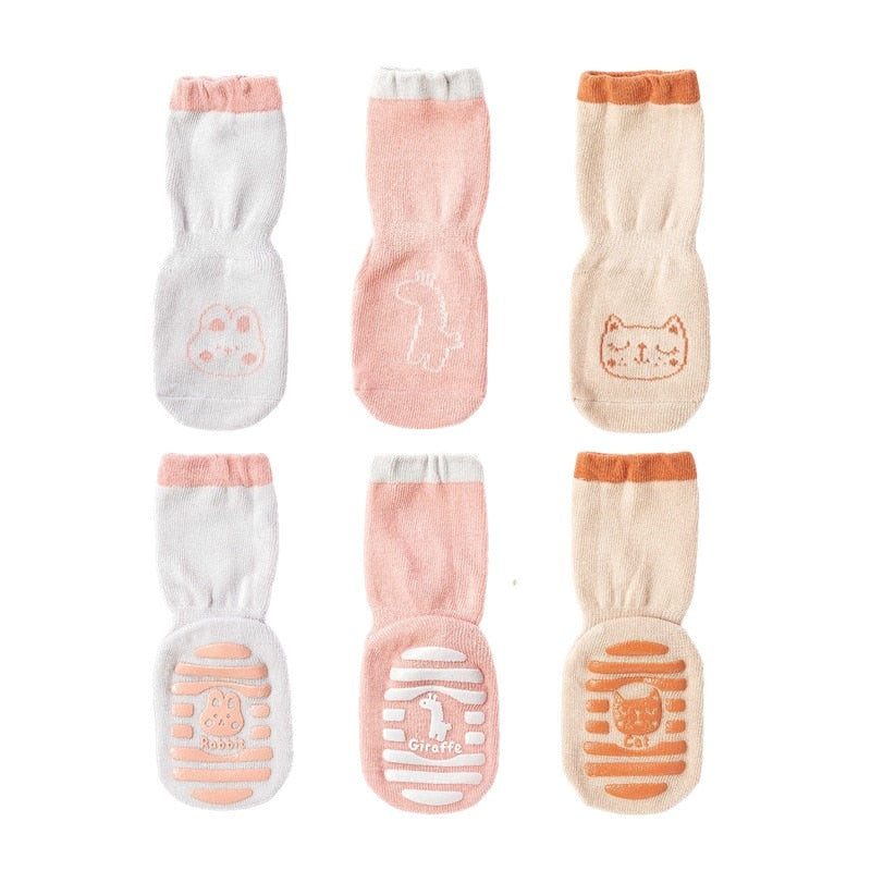 3 Pairs of Non-Slip Cartoon Socks