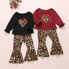 Conjunto Leopardo Calça Flare - Tamanhos de 1 a 5 anos