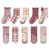 Set of 5 Pairs of Kids Cotton Socks – Non-slip – Various Themes