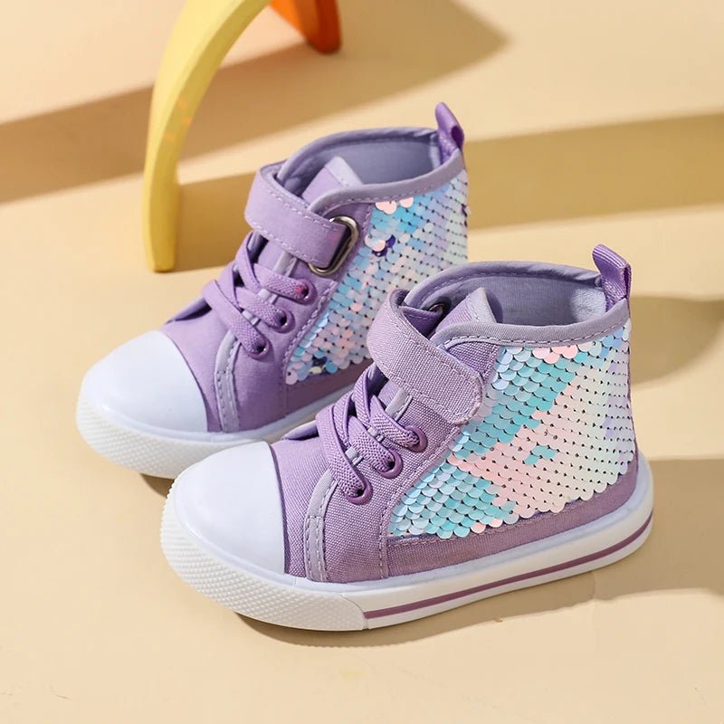 Tênis Infantil Feminino #Sneakers Monocromático Lantejoulas Tam: 19-24