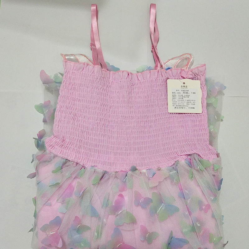 Pink Dress with Butterfly Details and LED Lights for Kids