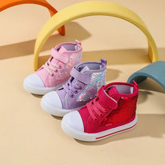 Tênis Infantil Feminino #Sneakers Monocromático Lantejoulas Tam: 19-24