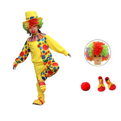 Fantasia Palhaço Amarelo com Bolinhas Infantil Menino + Acessórios