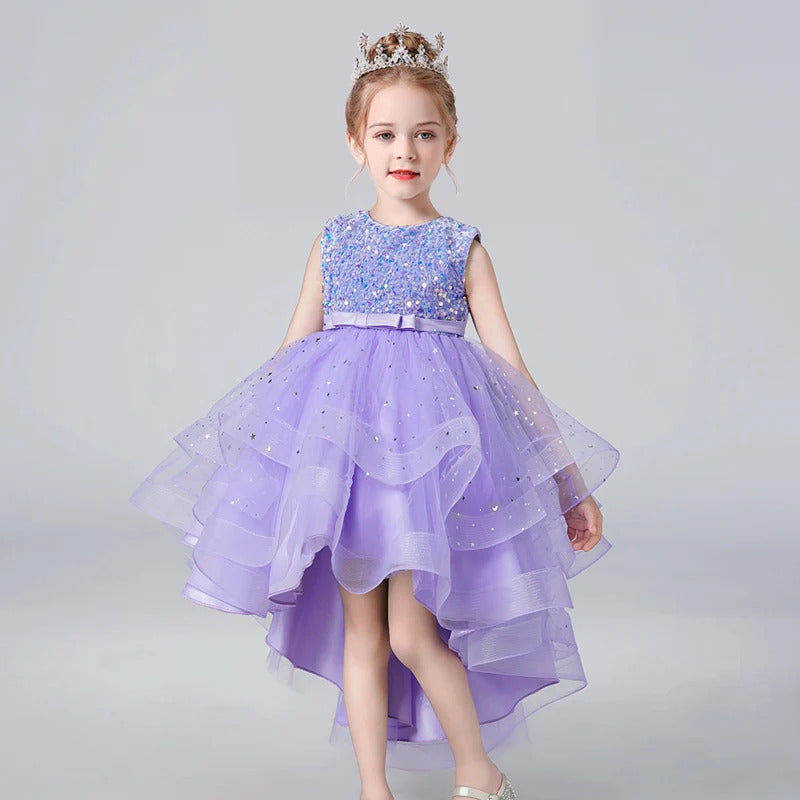 Kids Party Dress with Lace and Sequins