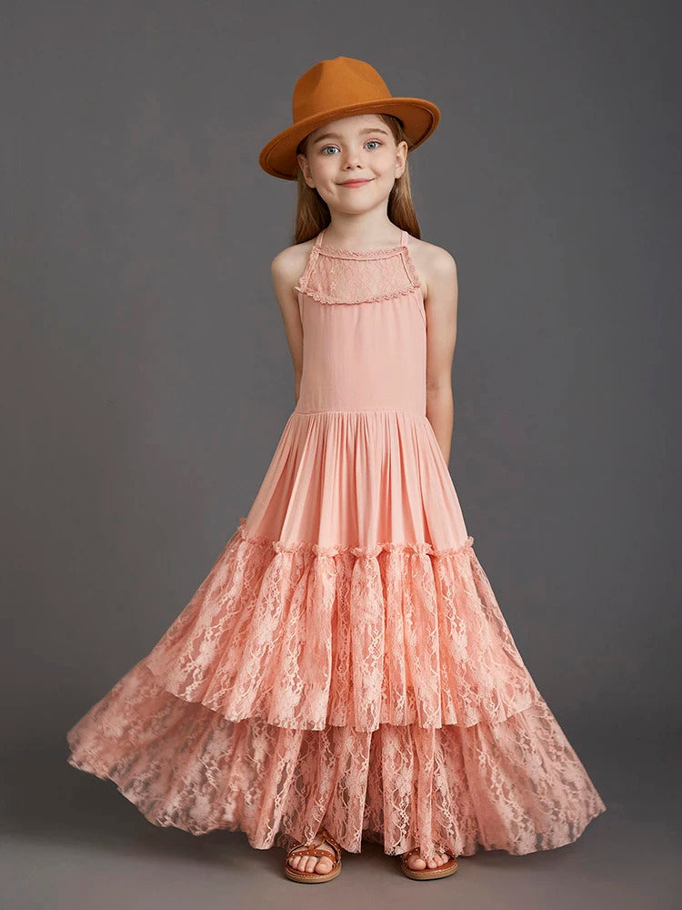 Short-sleeved lace dress for Kids.