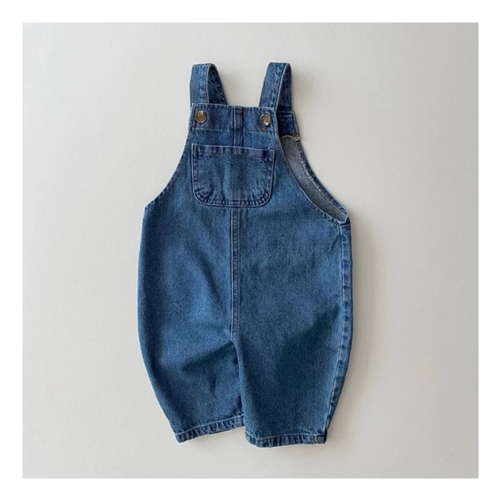 Jardineira Infantil Jeans Bolsinhos