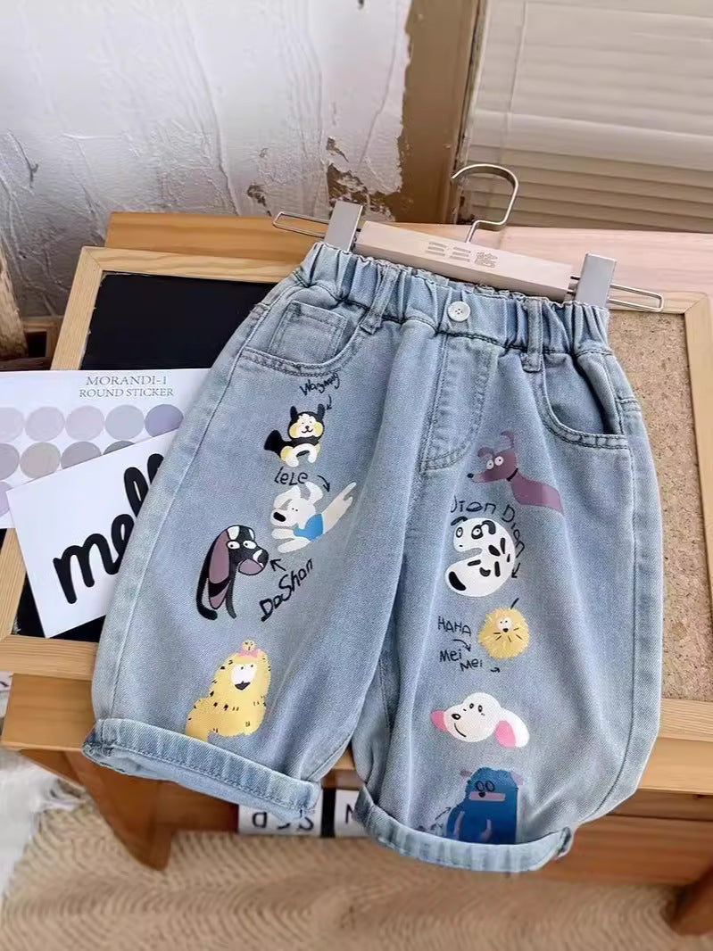 Calça Infantil Jeans Animaizinhos