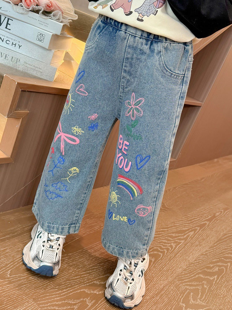 Calça Jeans Infantil Feminina Love