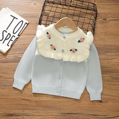 Cardigan Infantil Feminino Gola Florzinhas