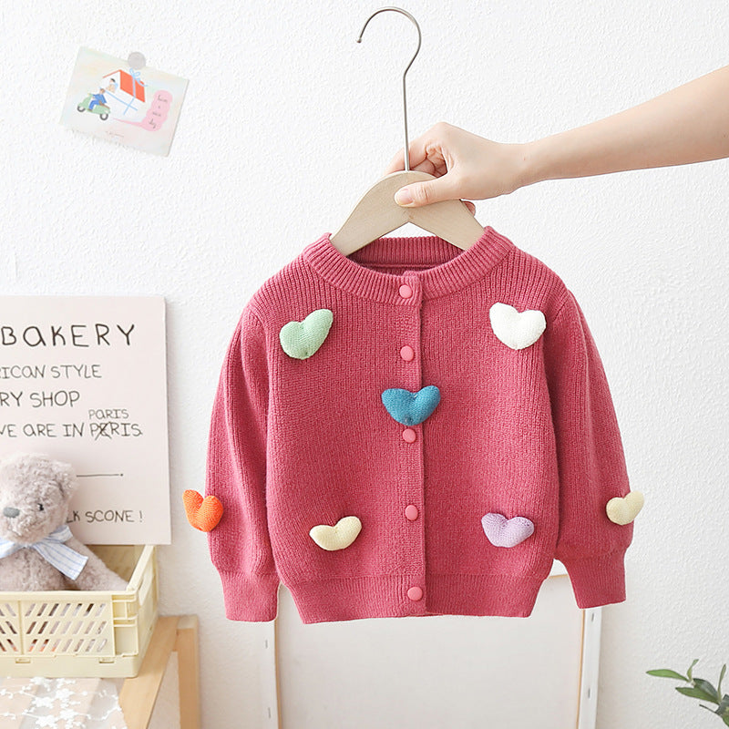 Cardigan Infantil Tricô Coraçõezinhos