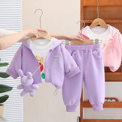 Conjunto Infantil Feminino Coelho 3 Peças Bolsinha