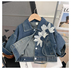 Jaqueta Infantil Feminina Jeans Florzinhas