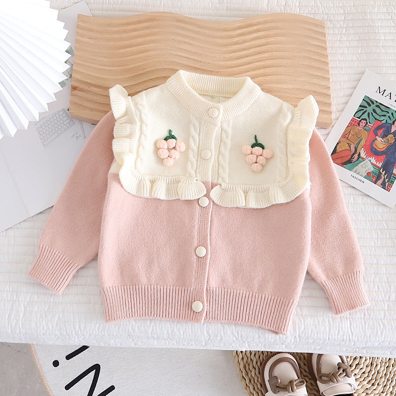 Cardigan Infantil Feminino Tricô Uvinha