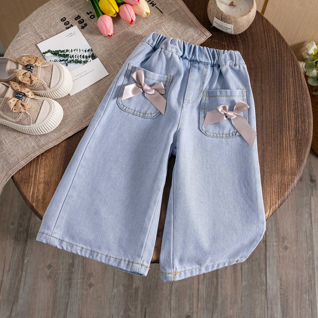 Calça Infantil Jeans Lacinhos