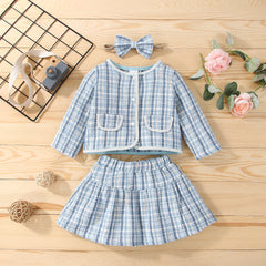 Conjunto Infantil Feminino Azul Xadrez