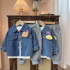 Conjunto Infantil Feminino 3 Peças Jeans