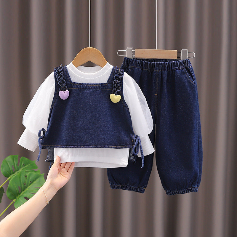 Conjunto Infantil Feminino 3 Peças Coraçõeszinhos