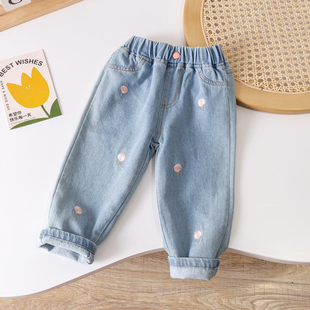 Calça Infantil Feminina Jeans Pirulitinho