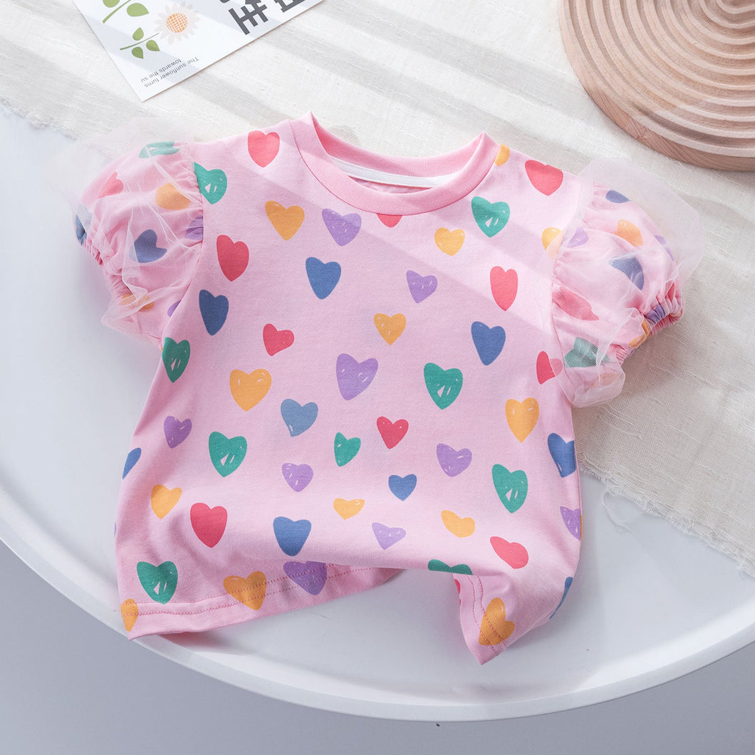 Blusa Infantil Feminina Bufante Coraçõezinhos