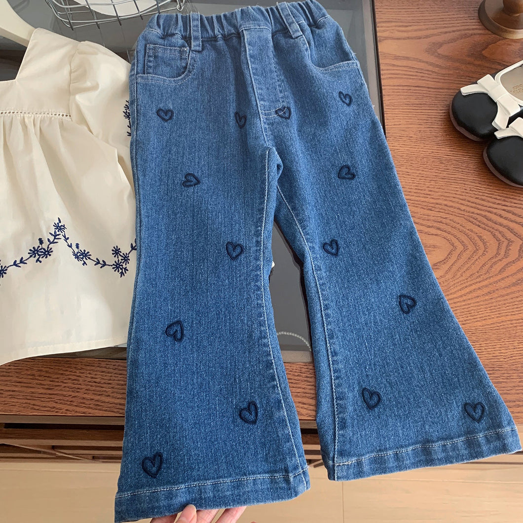 Calça Infantil Feminina Jeans Coração