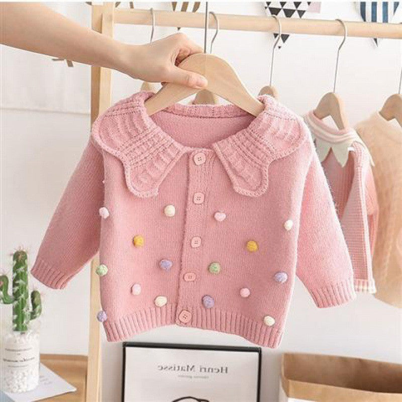 Cardigan Infantil Feminino Gola Bolinhas