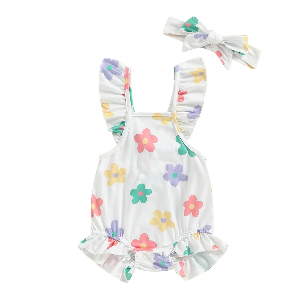 Body Infantil Feminino Verão Florzinhas