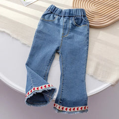 Calça Infantil Feminina Jeans Coraçõeszinhos