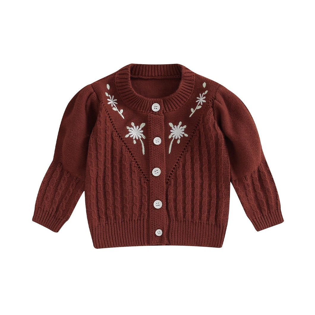 Cardigan Infantil Feminino Tricô Bordadinho