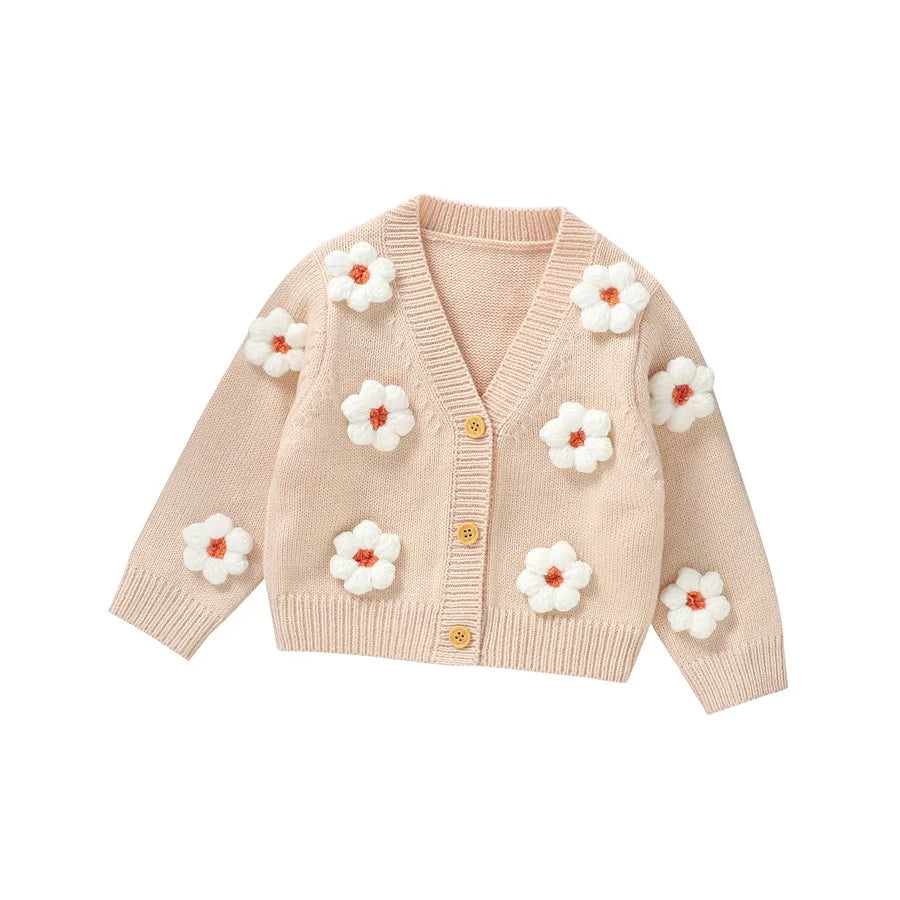 Cardigan Infantil Tricô Florzinhas