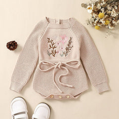 Body Infantil Feminino Bordado Flores Cordãozinho