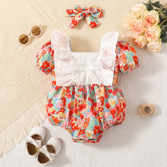 Body Infantil Feminino Floral + Faixinha