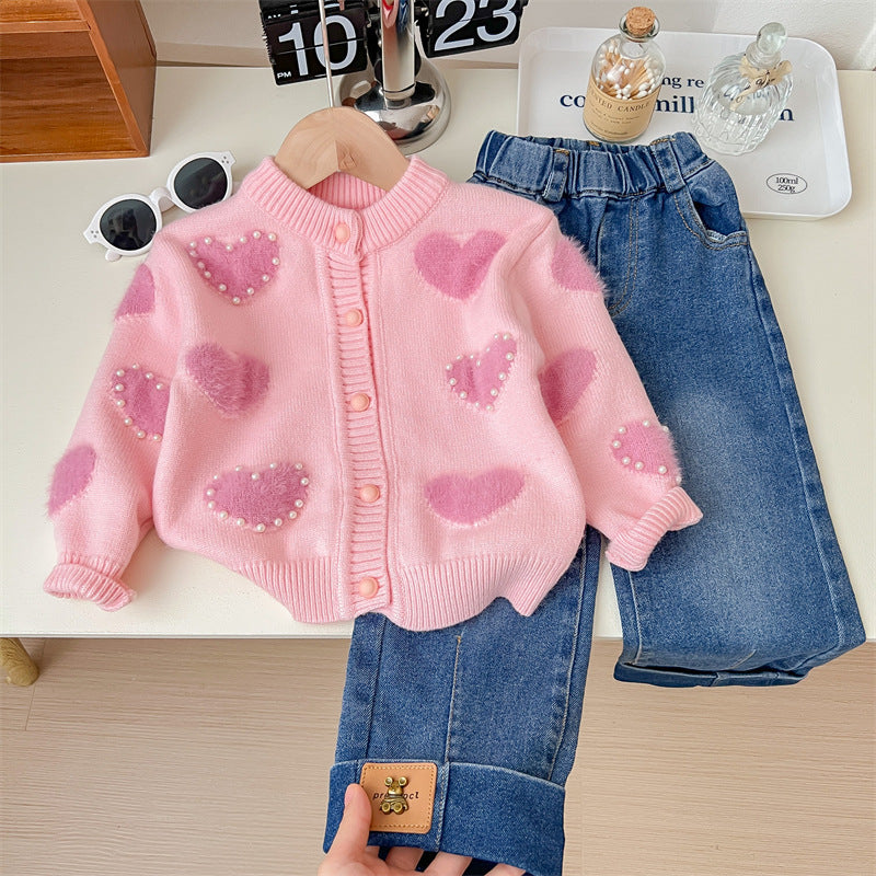 Cardigan Infantil Pérolas Coraçõeszinhos