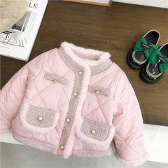 Jaqueta Infantil Feminina Puffer Tweed