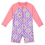Larger Kids Sunscreen for Girls from Newborn to 6 Years Old, Floral Navy Blue with UV Protection