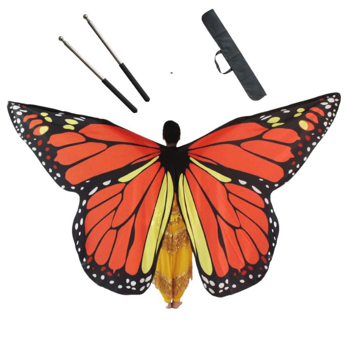 Orange Butterfly Wings Set + Accessories, for dancing