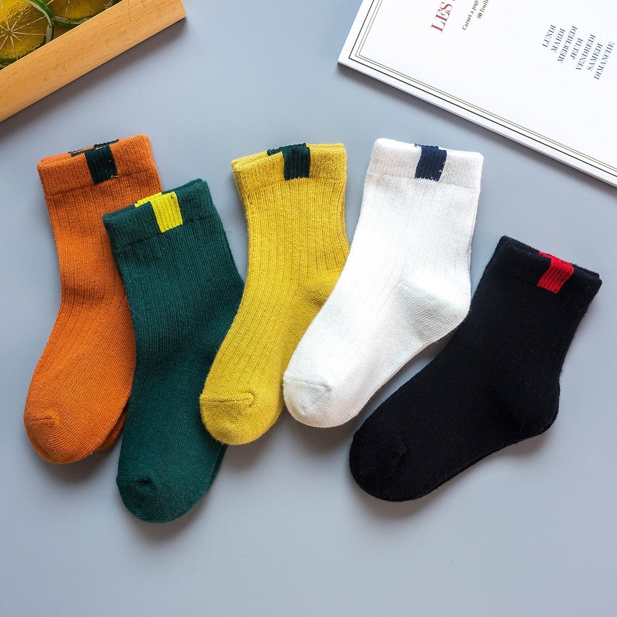 5 Pairs of Scandi Colors Kids Socks