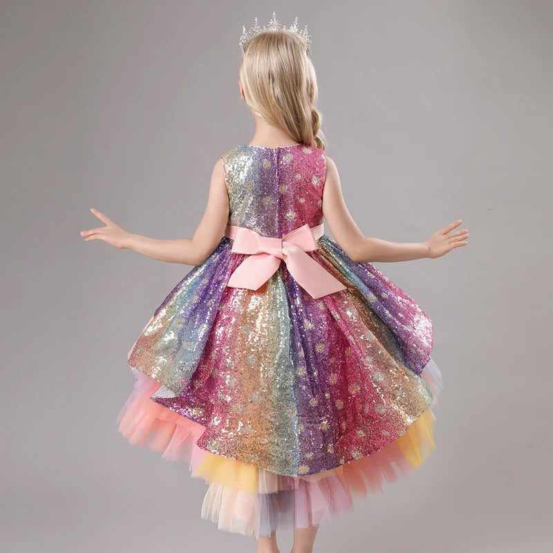 Rainbow Princess Dress for Kids Parties