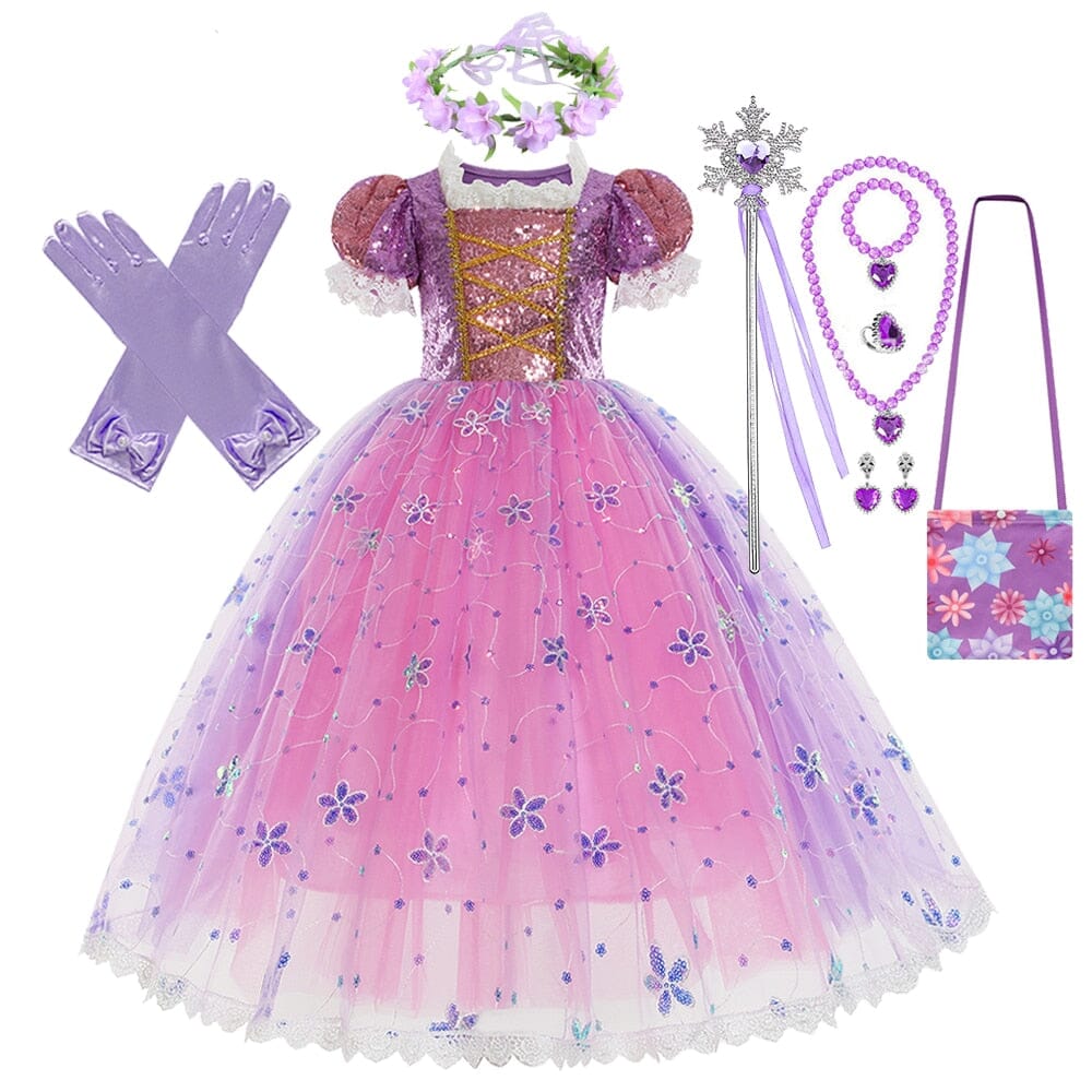 Vestido Fantasia Rapunzel Super Luxo + Acessórios