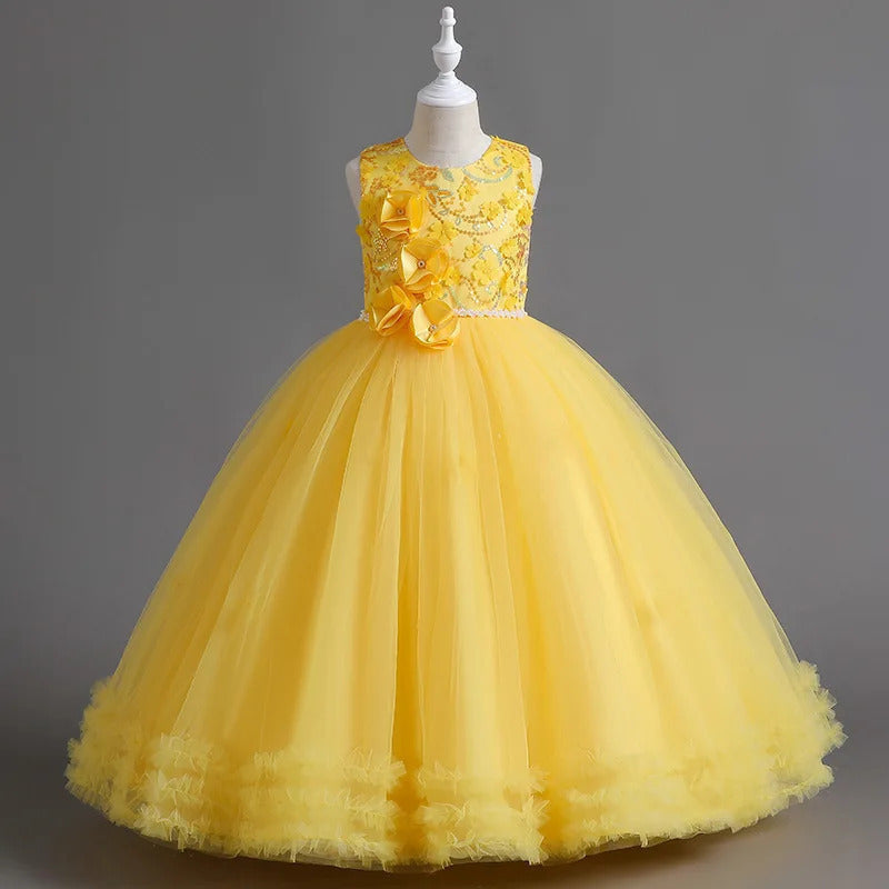 Pearl Sequin Sleeveless Dress for Girls