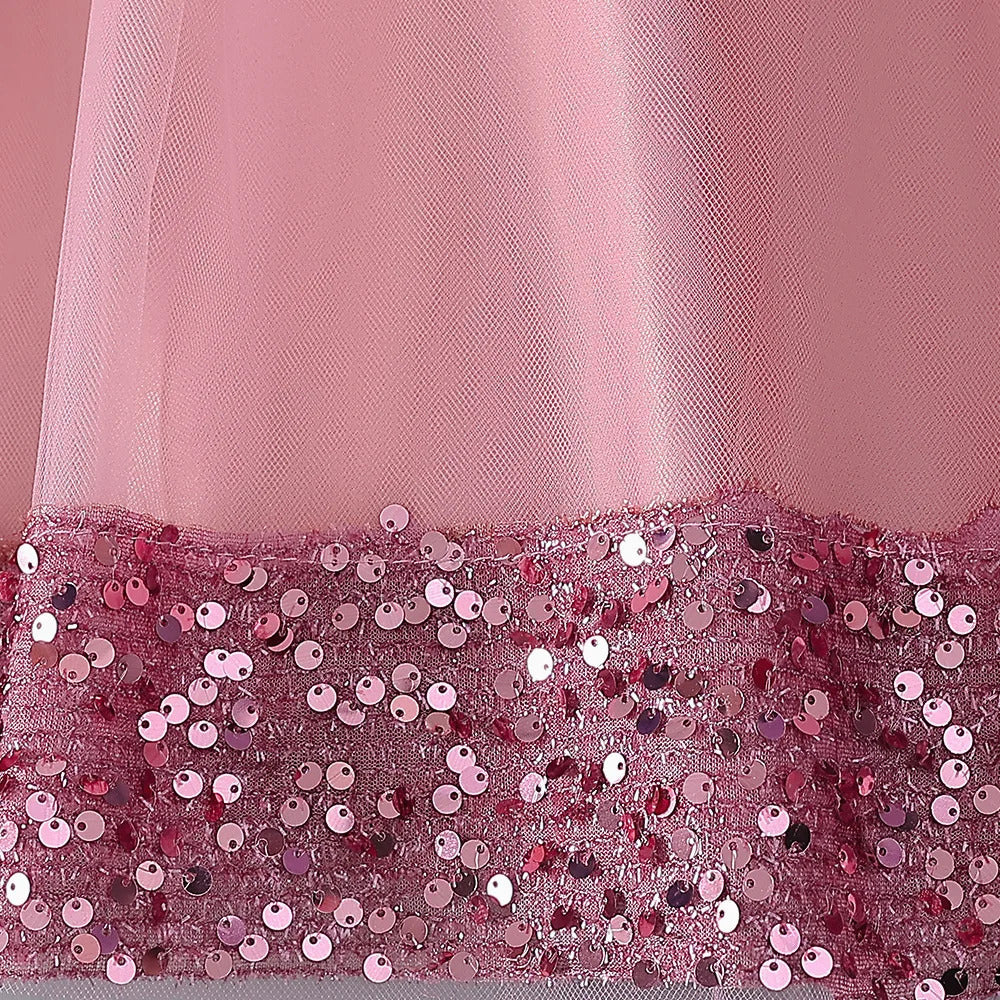 Sequin dress with hem and large bow for Kids.