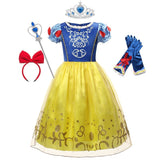 Snow White Gold Bow Print Princess Costume Set for Girls