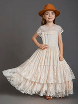 Short-sleeved lace dress for Kids.