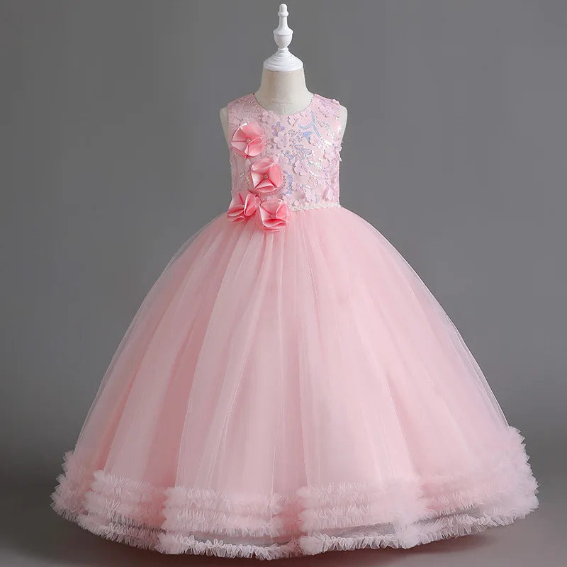 Pearl Sequin Sleeveless Dress for Girls