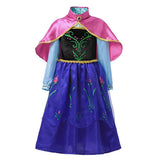 kids anna winter princess dress displayed flat with cape and flowing skirt