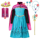 gold crown accessory with pink gem included in anna costume dress set
