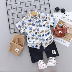 Conjunto Summer Boy Folhas - Tamanhos 0 a 4 anos