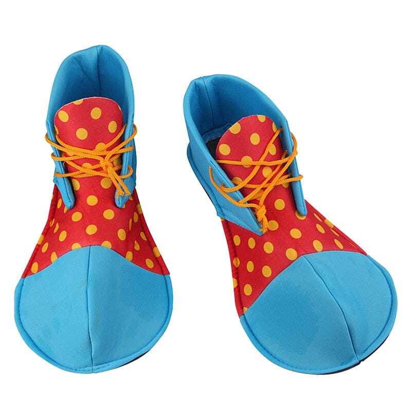 Costume Clown Shoe in Blue and Red with Yellow Polka Dots