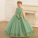 Sequin dress with hem and large bow for Kids.