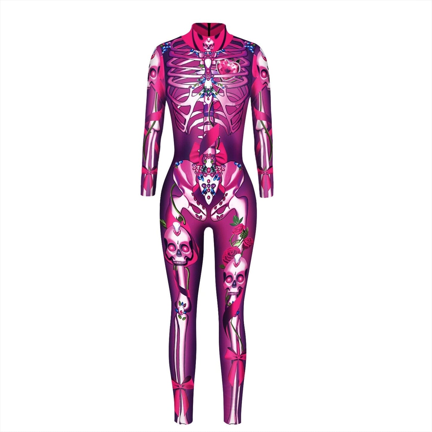 Women's Skeleton Jumpsuit with Flowers – Adult Cosplay
