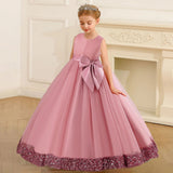 Sequin dress with hem and large bow for Kids.